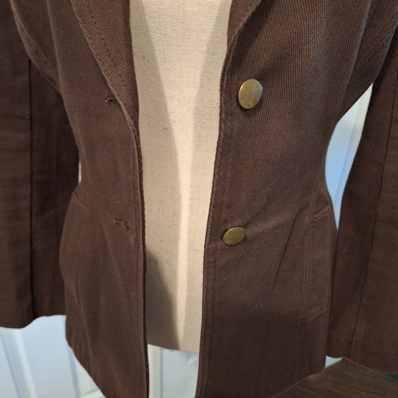 BCBG Brown Blazer Jacket Vintage Size 2 Corduroy Texture - Picture 7 of 10
